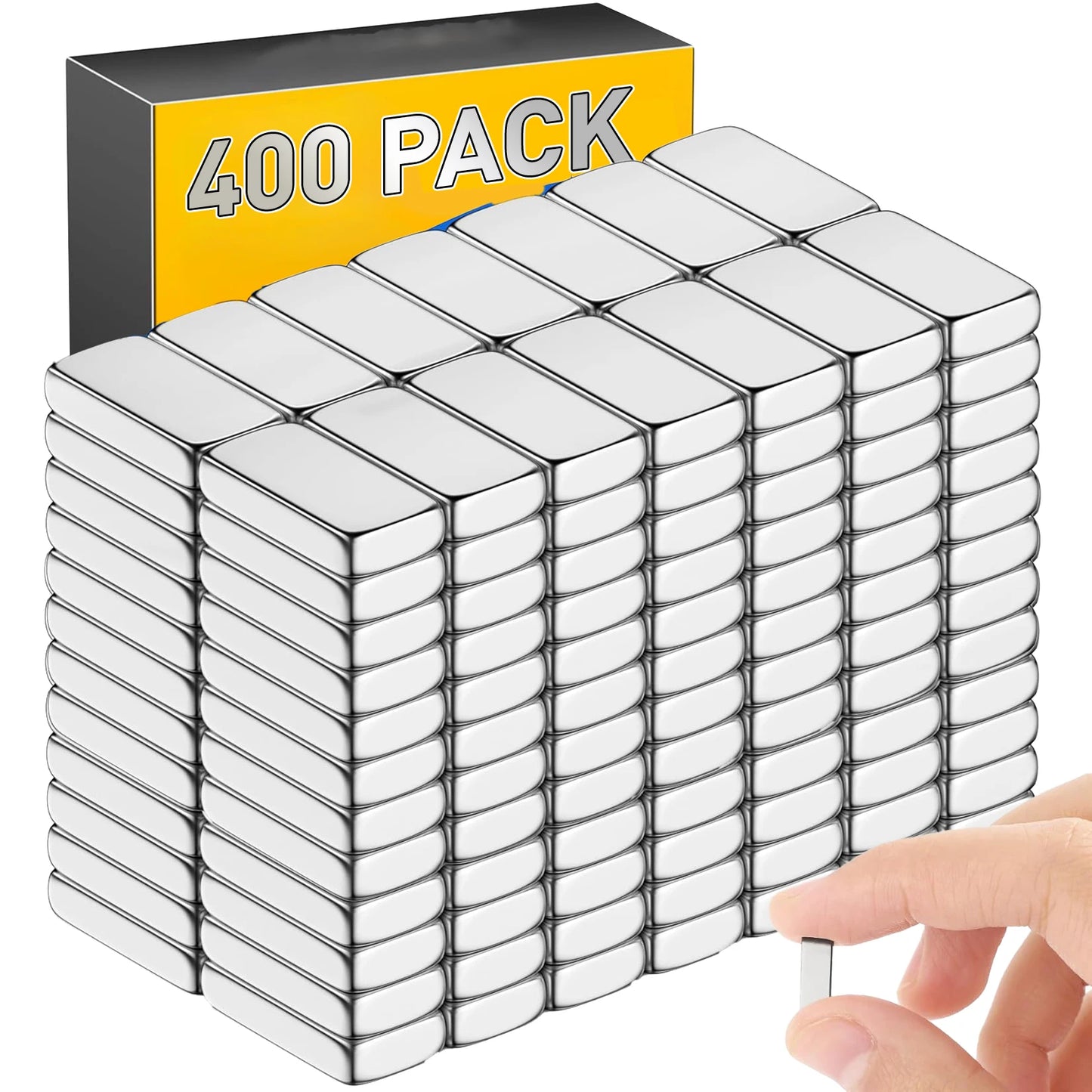 100/200/400/600 PCS Silver rectangular magnets, Double-Sided Adhesive, Perfect for Fridge, Garage