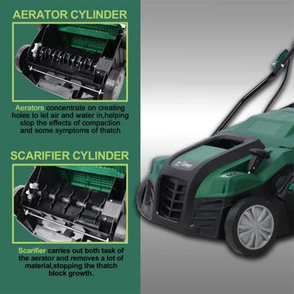 2-in-1 Electric Garden Scarifier & Dethatcher 15AMP Lawn Aerator