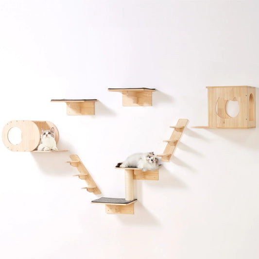 Wall Mounted Cat Shelves and Perches with Jumping Boards Hammocks & Cat Tree Shelves