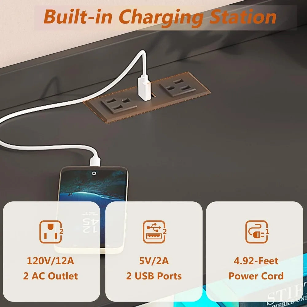 Wooden Dresser,6 Draws with Power Strip