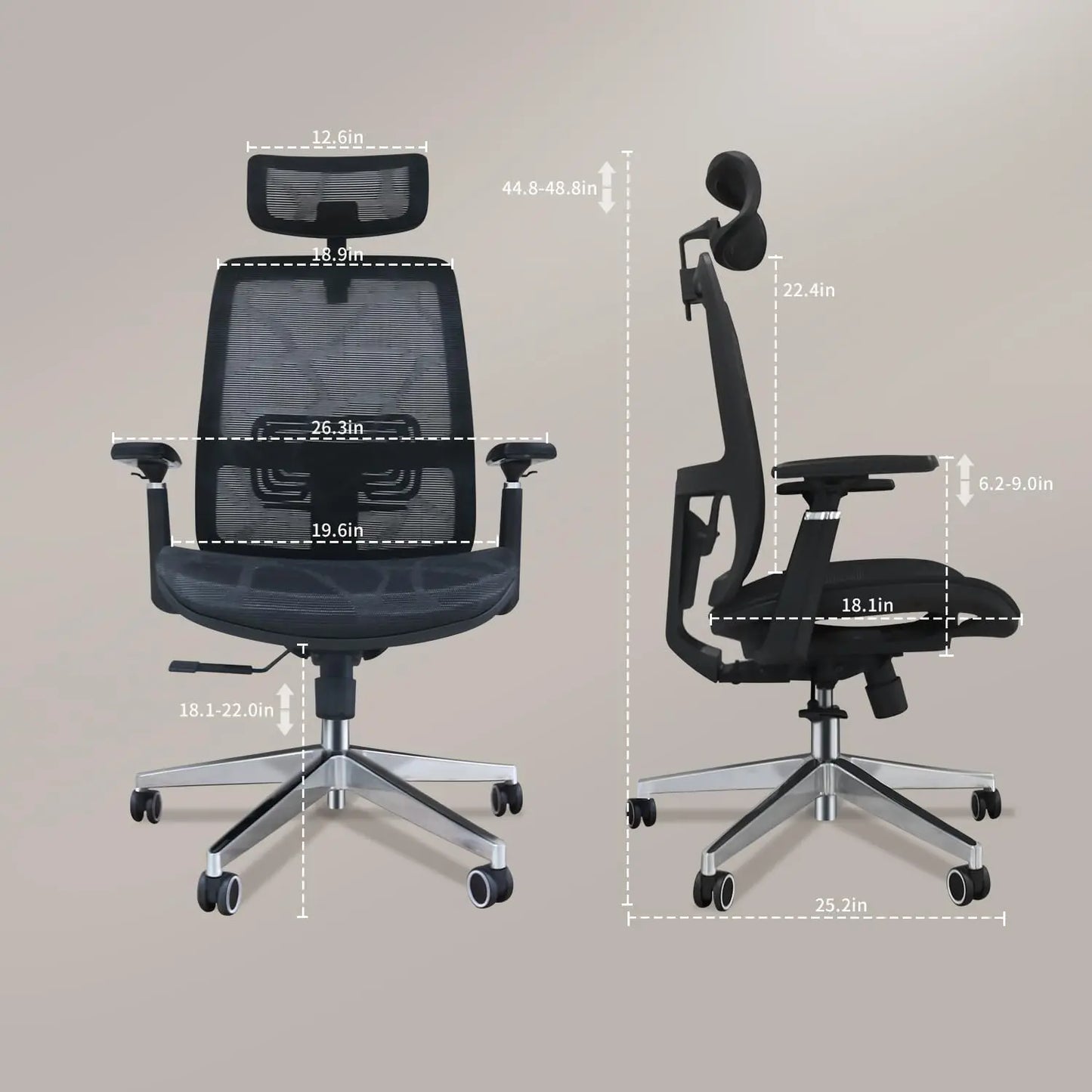 New Ergonomic Adjustable Lumbar Support Chair 120°Tilt High Back with Soft Flip Up Arms