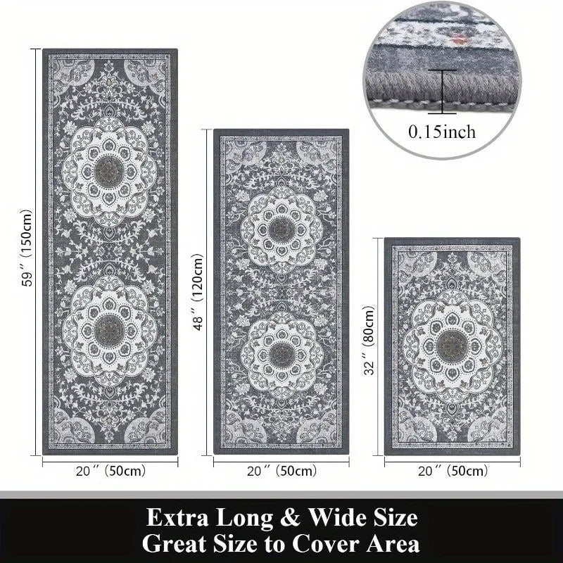 3 pcs set floor mat Bohemian style rugs kitchen carpet Non-slip