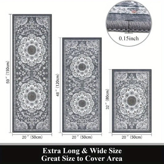 3 pcs set floor mat Bohemian style rugs kitchen carpet Non-slip