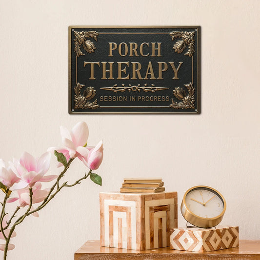 Putuo Decor Metal Sign Decor,PORCH THERAPY Vintage Metal Tin Sign,Wall Art Decoration for Home Farmhouse , 7.8 X 11.8 Inch