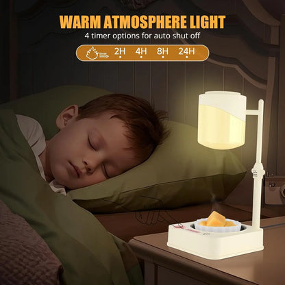Modern Bedside Table Lamp with Wax Melt & Coffee Mug Warmer
