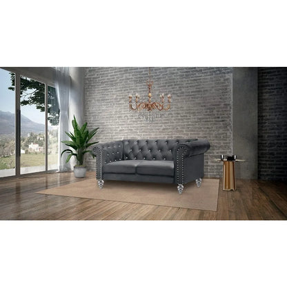 Velvet Two Seater Chesterfield Style Loveseat for Small Spaces