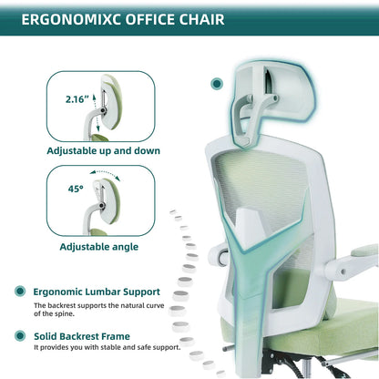 Ergonomic Reclining High Back Mesh  Chair Lumbar Support Pillow