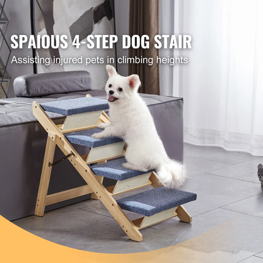 Wooden Pet Steps and Ramp Combo 2-in-1 Beds Steps Structure for Pets of Small to Large Size
