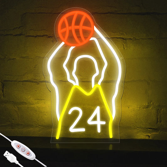 Dimmable LED Neon Sign for Wall Decoration, Sports Basketball Sign