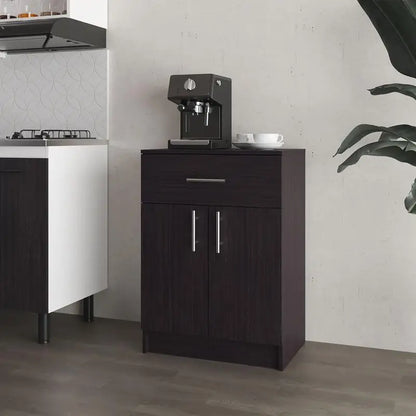 Kitchen Pantry with 2 Doors and 1 Drawer, Wengue Finish