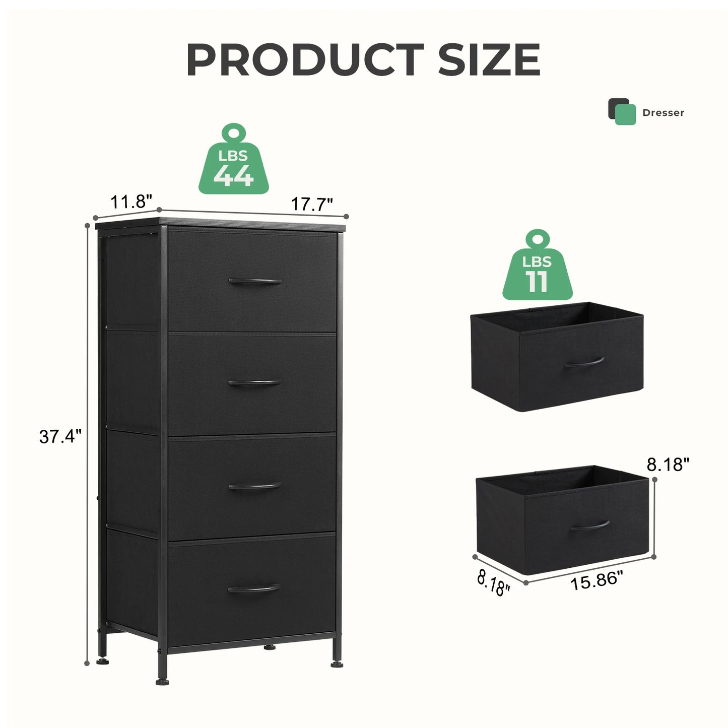 4 Fabric Drawer Cabinet with Steel Frame Assembly