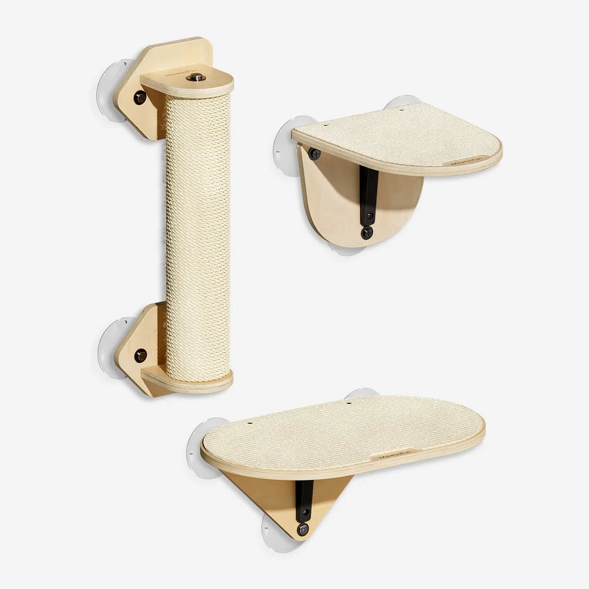 Cat Window Perch Hammock with Climbing Steps and Scratching Post Wooden Window Mounted