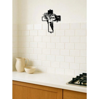 Jesus Metal Cross Wall Sculpture – Christian Decor –