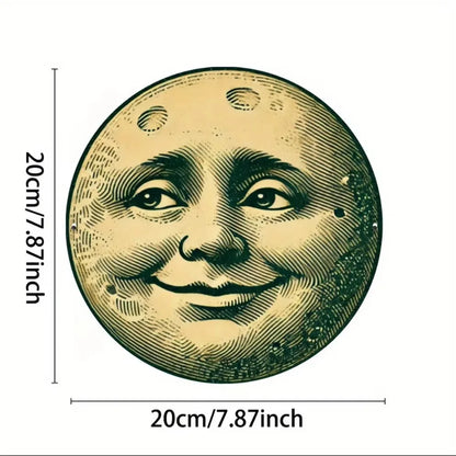 "Smiling Moon" Vintage Metal Tin Sign – Wall Art.