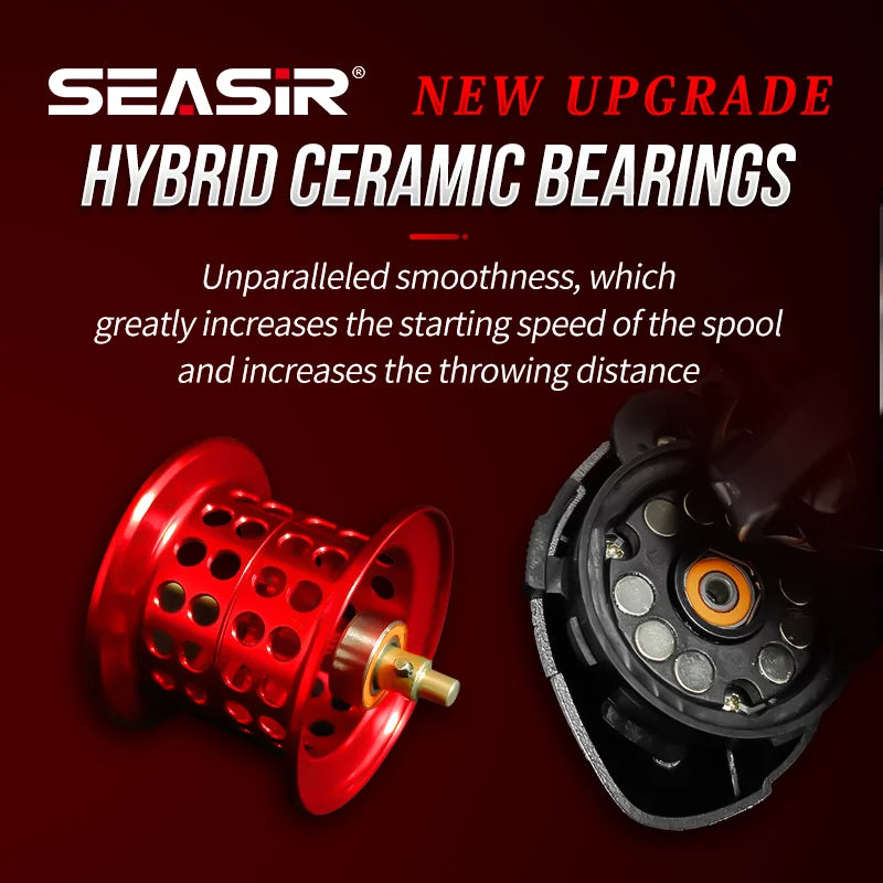 Baitcasting Fishing Reel 146g Ultralight Carbon  Ceramic Bearing Double Spools Seawater