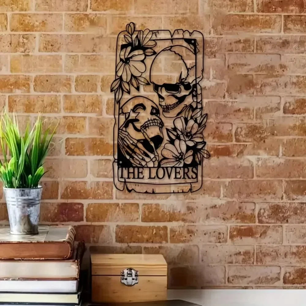 Bohemian-Gothic Metal Skull Wall Art