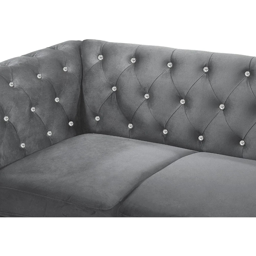 Velvet Two Seater Chesterfield Style Loveseat for Small Spaces