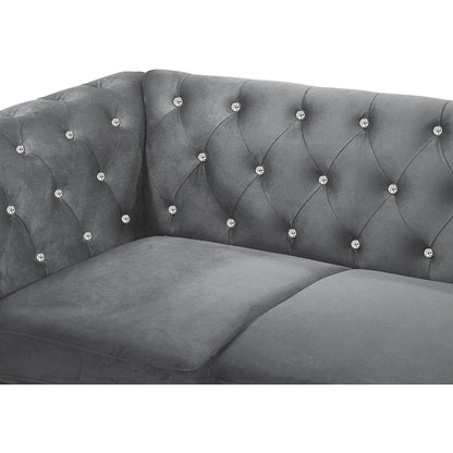 Velvet Two Seater Chesterfield Style Loveseat for Small Spaces