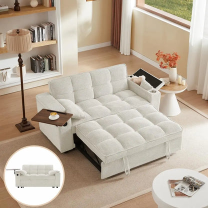 Sleeper Sofa Bed with Adjustable Backrest,, Side Table & USB/-C Ports