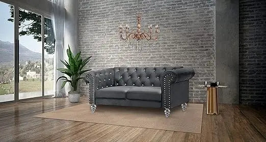 Velvet Two Seater Chesterfield Style Loveseat for Small Spaces