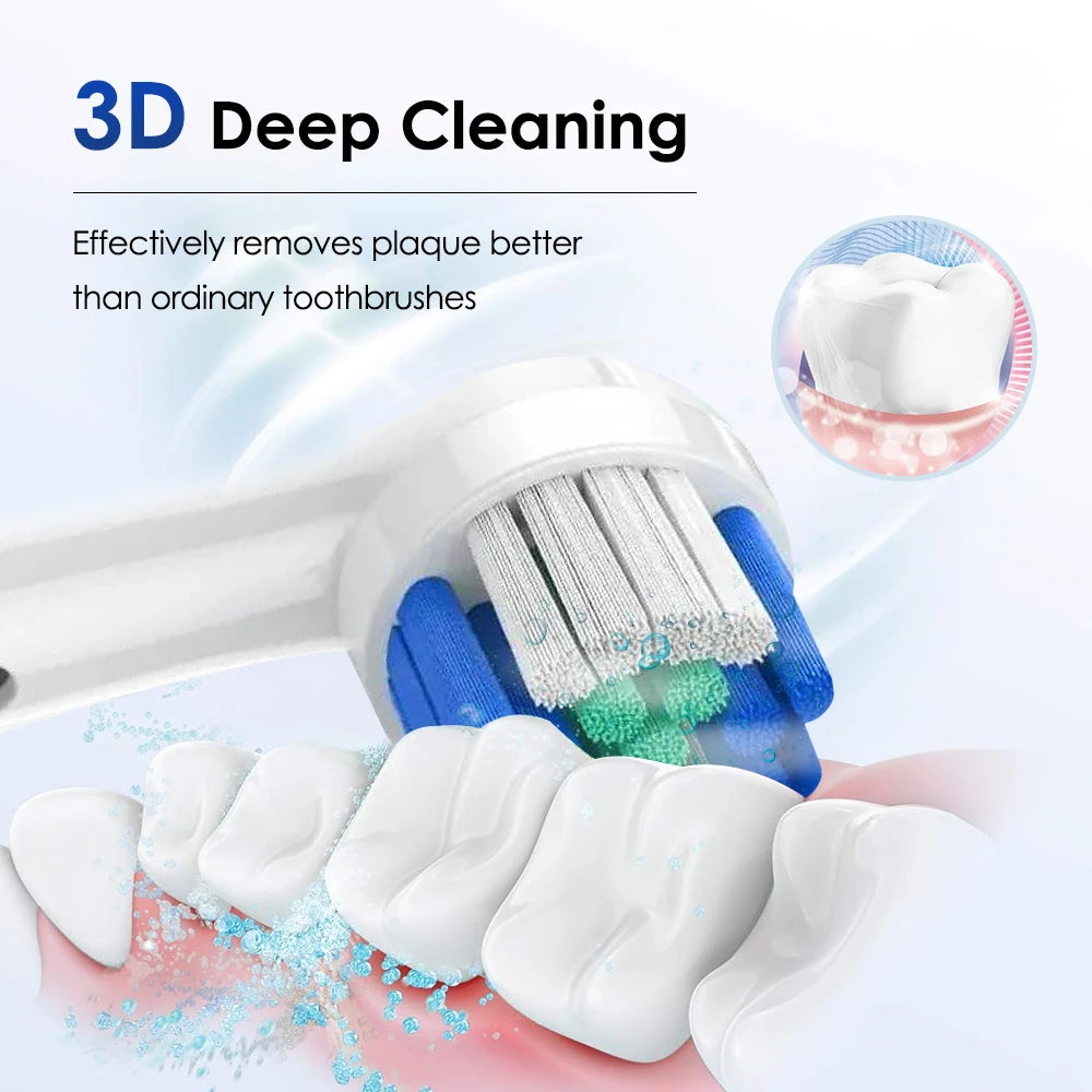 Rechargeable Rotary Toothbrush with 4 Heads, 5 Modes Setting Teeth Whitening Oral Car
