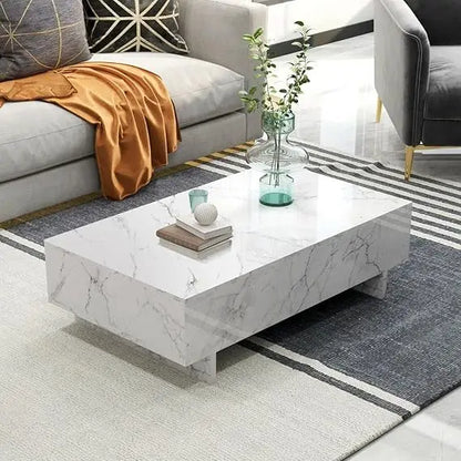 Marble Rectangle Coffee Tables ,Contemporary High Gloss Elegant