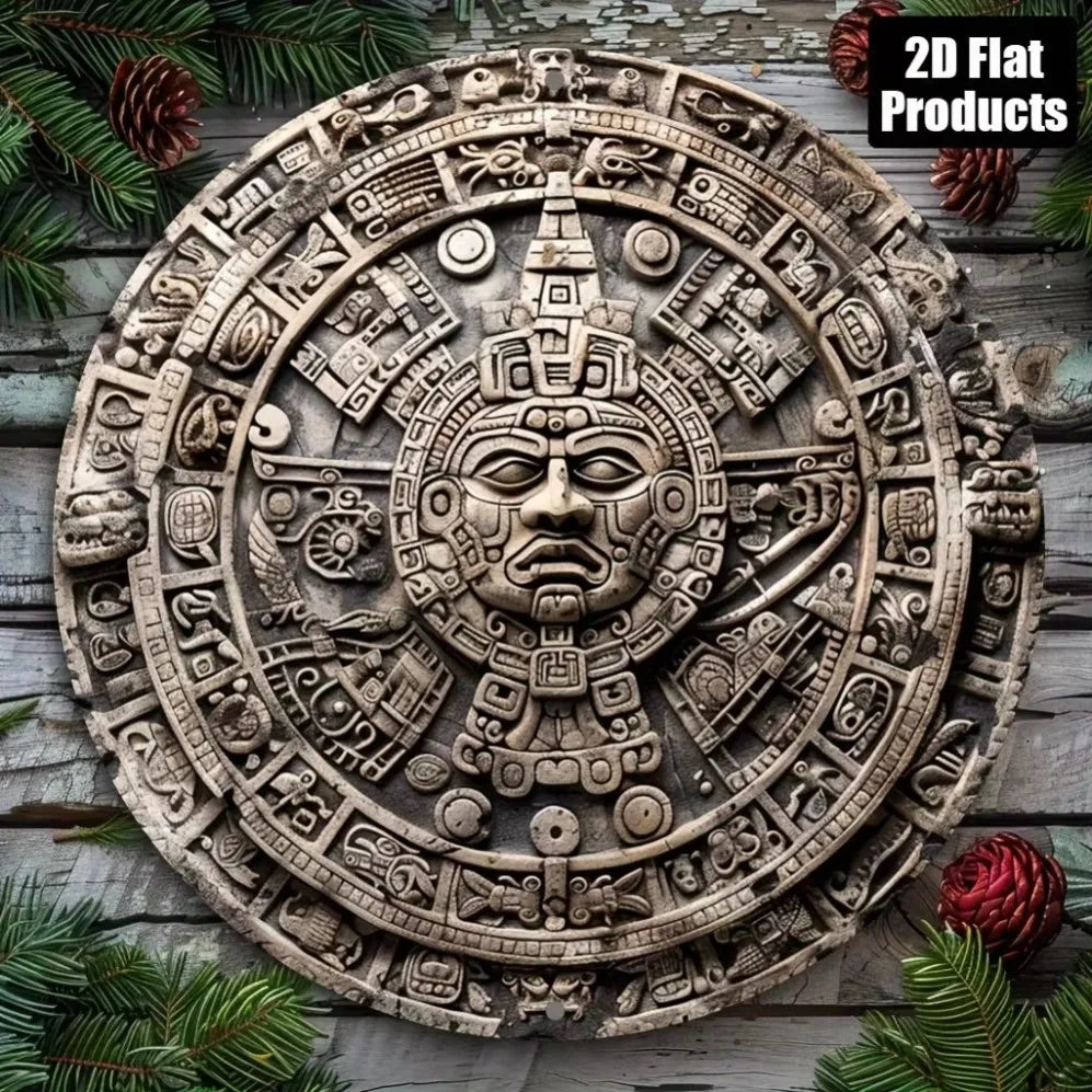 Aztec Calendar Sun Motif – 2D Flat Wall Decor |,