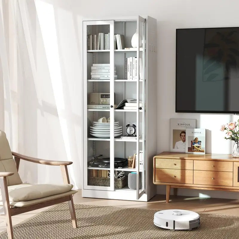 72" Metal Kitchen Pantry Cabinet with 5 Adjustable Shelves