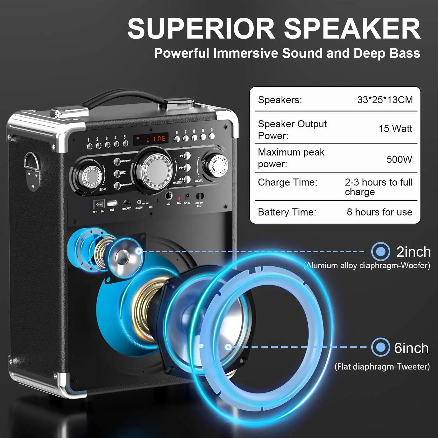 Portable Karaoke  Bluetooth Speaker, Suitable for Outdoor Activities, Parties