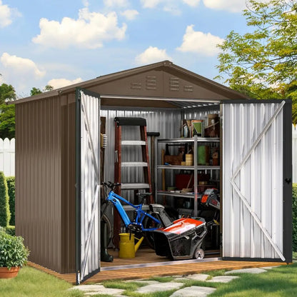 10x8ft Metal Outdoor Storage Shed, Waterproof  Unit with Lockable Door and Vents,