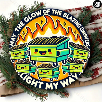 8x8" Vintage 'Dumpster Fire' Metal Sign,