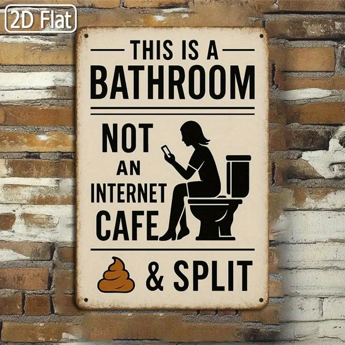1PC Tin Sign Bathroom Humor - Vintage Style Wall Art