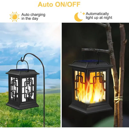 Waterproof Hanging Solar Light, Garden Solar Flame Light LED Lantern