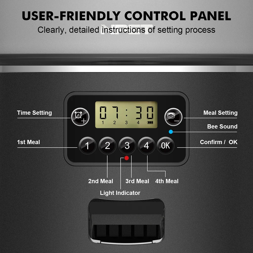 Automatic smart pet feeder for cats dogs stainless steel, bowl Customize healthy food 1-9 portions