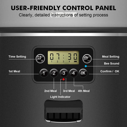 Automatic smart pet feeder for cats dogs stainless steel, bowl Customize healthy food 1-9 portions