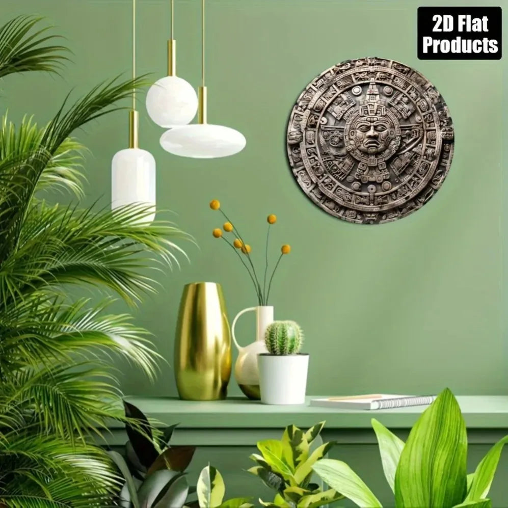 Aztec Calendar Sun Motif – 2D Flat Wall Decor |,