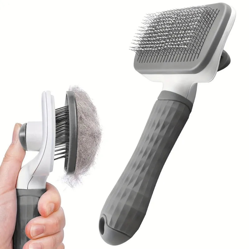 2-in-1 Pet Grooming Brush - Massaging Deshedder with Easy Cleanup