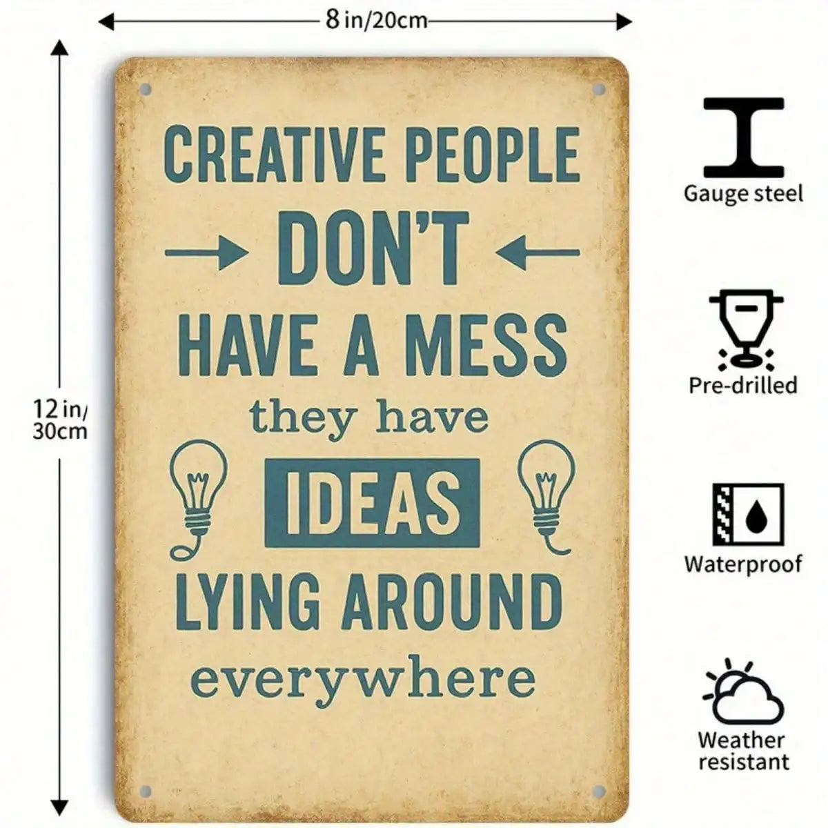 1PC Tin Sign Creative People Quote - Office/Studio Deco