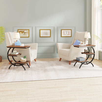 C-Shaped End Table, 3-Tier Small Table