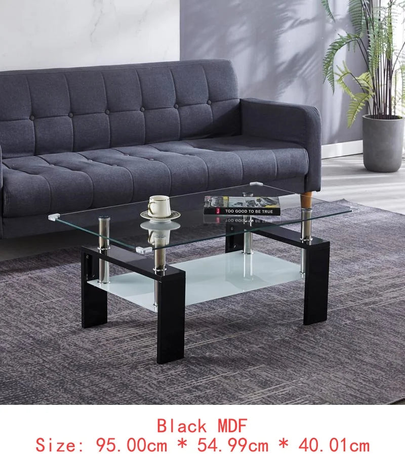 Red Rectangular Coffee Table with Double Layer Storage Shelf