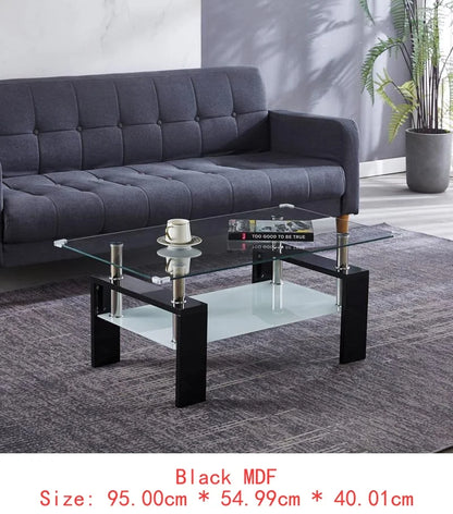 Red Rectangular Coffee Table with Double Layer Storage Shelf