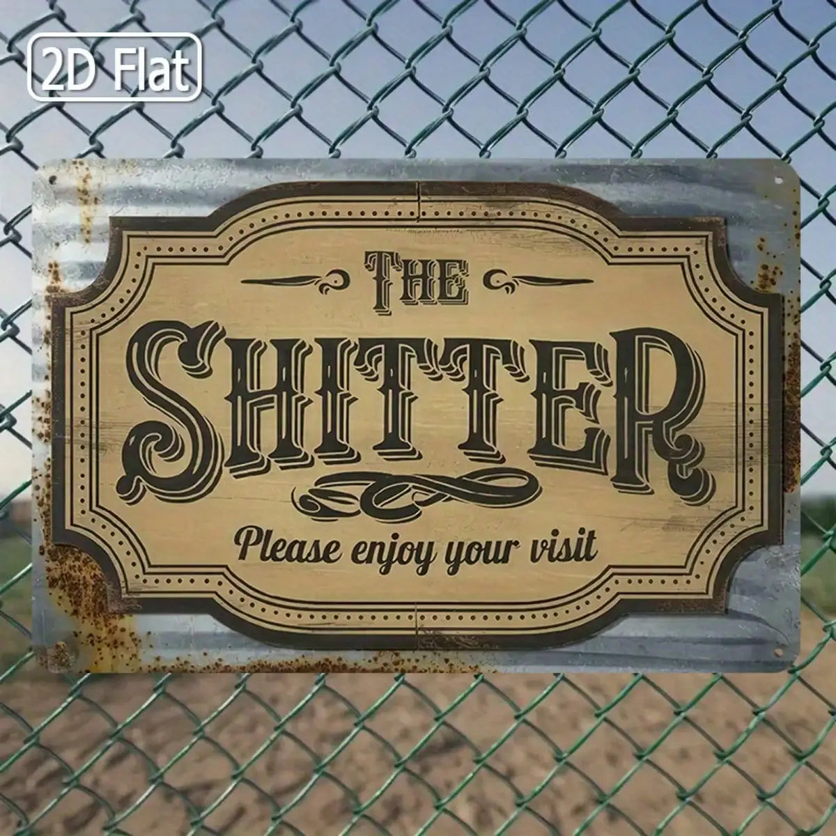1PC Tin Sign The Shitter, Humorous Toilet Art, 8x12 Inches / 20x30 Cm