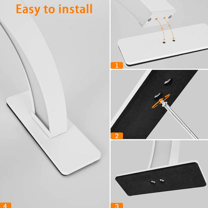 22-inch desk lamp, half-moon LED light, three colors of light, adjustable brightness
