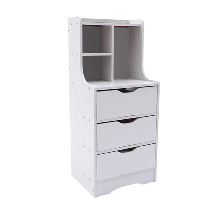 Tall White Nightstand with 3 Drawers Side Stand Cabinet Bedside Table