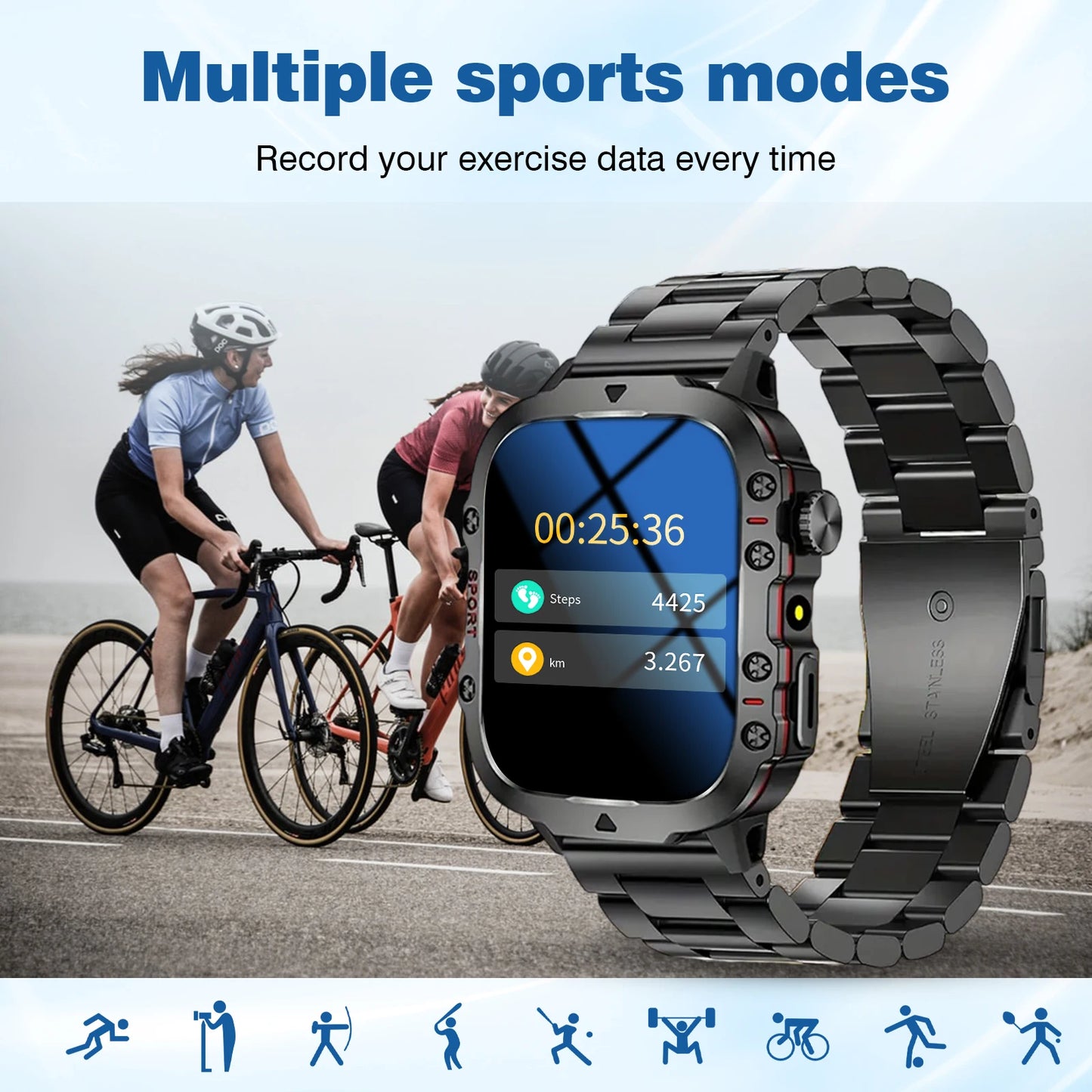 Smart Watch With Flashlight Function, Suitable For Iphone And Android Phones