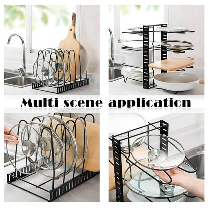8-Tier Duty Pot Rack Organizer Durable Metal Space-saving Cabinet Holder
