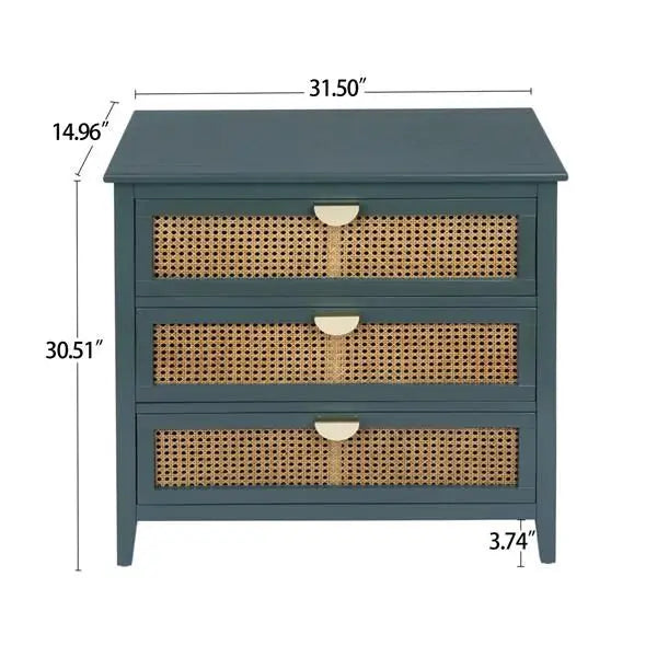 3 Drawer Cabinet,Natural rattan,American Furniture