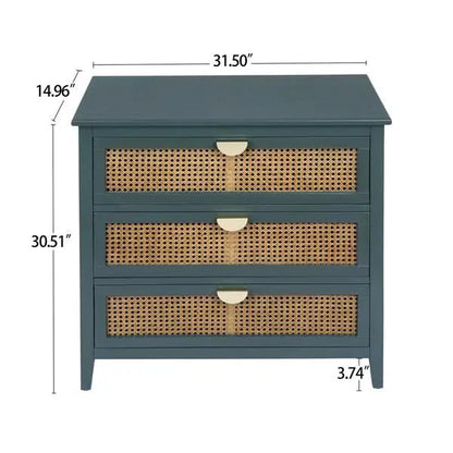 3 Drawer Cabinet,Natural rattan,American Furniture
