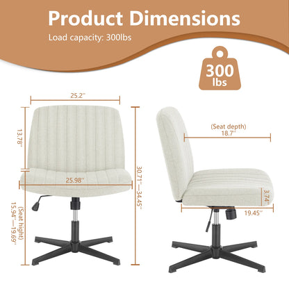 Adjustable Swivel Cross Legged Armless Wide Desk Chair
