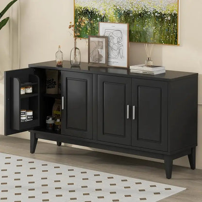 Storage Cabinet 4 Doors with Adjustable Shelves,Black Organizer